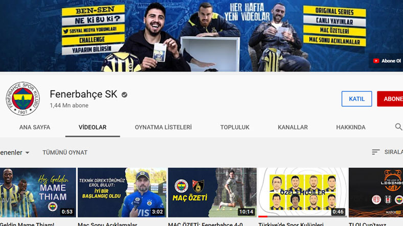 Fenerbahçe, YouTube’da ‘Katıl’ Butonunu Faal Etti