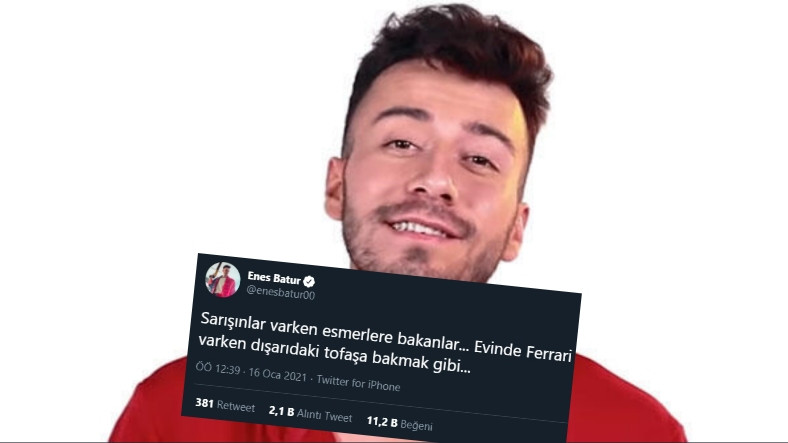 Enes Batur, Ağır Tenkit Aldığı Bir Tweet Paylaştı