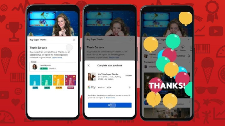 YouTube, Üstün Teşekkür Özelliğini Test Etmeye Başladı