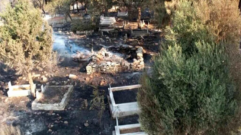 Çanakkale’deki Orman Yangınında Köyler ve Mezarlıklar Küle Döndü