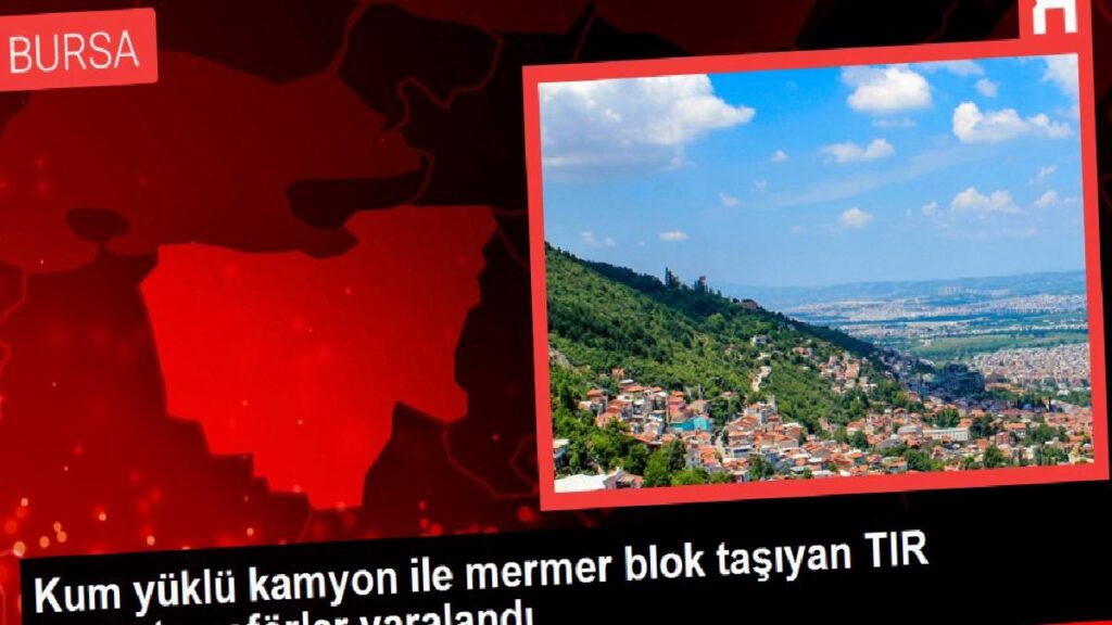 Kum yüklü kamyon ile mermer blok taşıyan TIR çarpıştı; sürücüler yaralandı