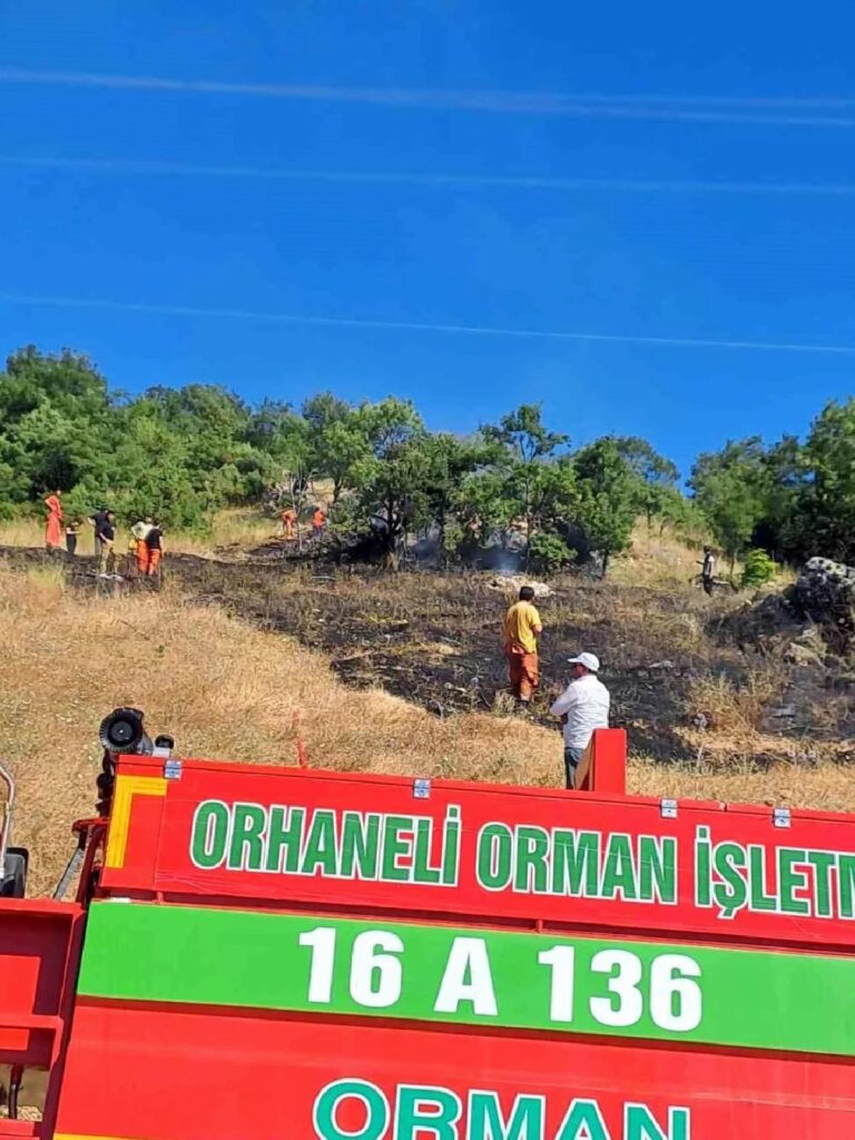 Orhaneli’de Yol Kenarında Yangın Çıktı