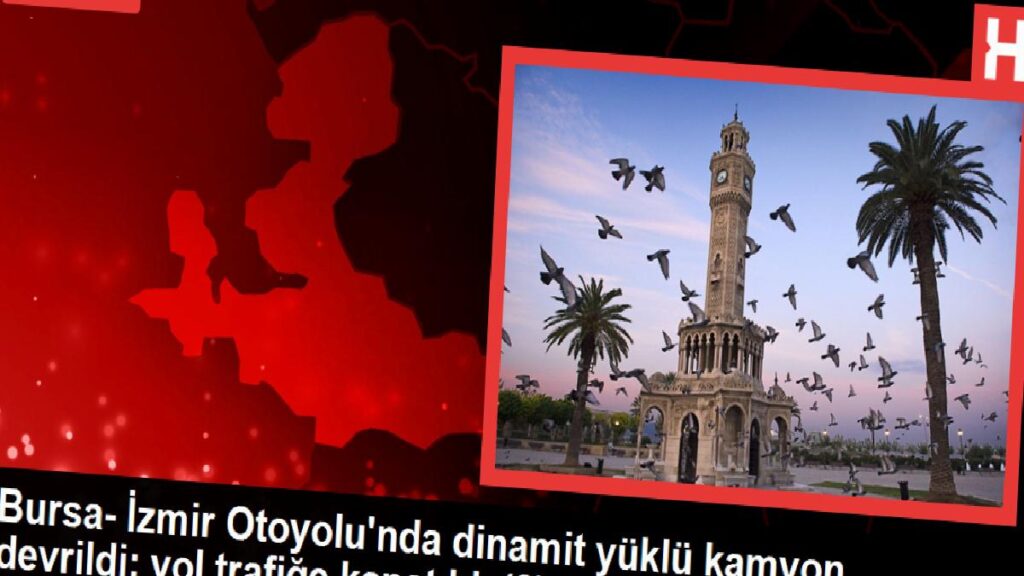 BURSA- İZMİR OTOYOLU’NDA DİNAMİT YÜKLÜ KAMYON DEVRİLDİ; YOL TRAFİĞE KAPATILDI (2)