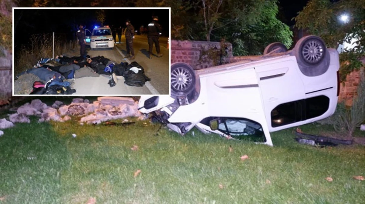 “Dur” ihtarına uymayan araç cami bahçesine uçtu: Kaçak göçmenler yakalandı