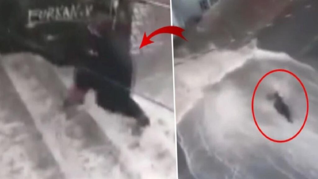 Gaziosmanpaşa’da yolun karşısına geçmeye çalışan bayan sele kapıldı