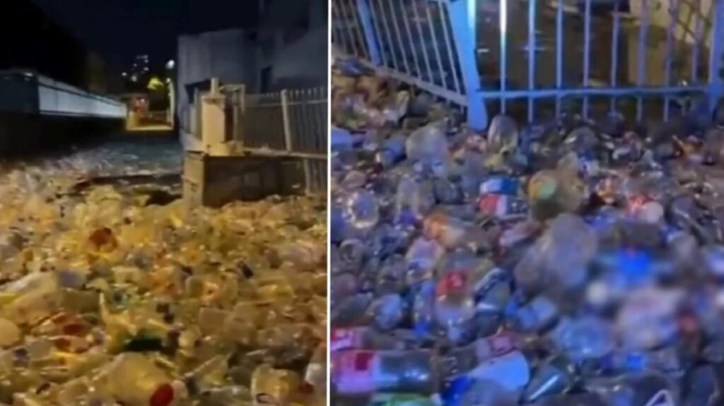 Küçükçekmece’de geri dönüşüm tesisindeki tüm atıklar sel sularıyla dışarıya çıktı