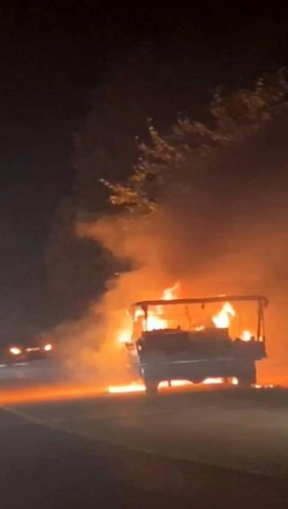 Mudanya’da kamyonet alev alev yandı