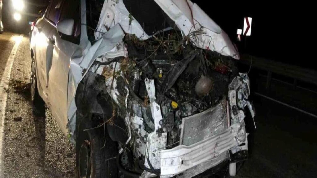 Şarampole uçan arabadan burunları kanamadan çıktılar