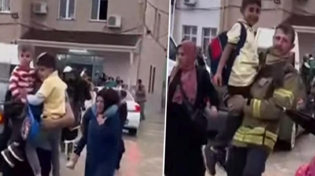 Yağışın tesirli olduğu Arnavutköy’de çocuklar okulda mahsur kaldı! İtfaiye takımları tek tek kurtarıp ailelerine teslim etti