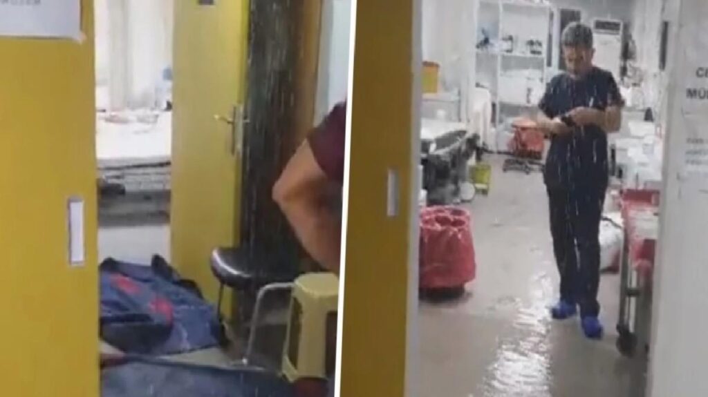 Kuvvetli yağışın tesirli olduğu Hatay’da konteynerleri ve sahra hastanesini su bastı